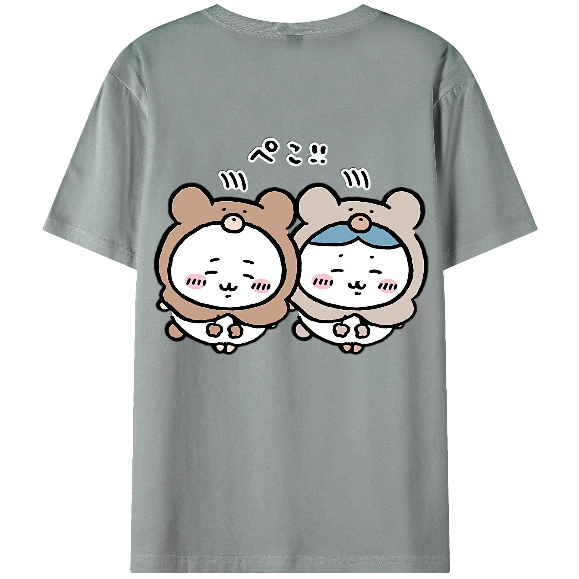 （画像用） ちいかわ ハチワレ Chii-kawa hachiware 綿100％ メンズ半袖Tシャツ（バックプリント） 通気性